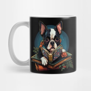 Boston Terrier Reads Book Mug